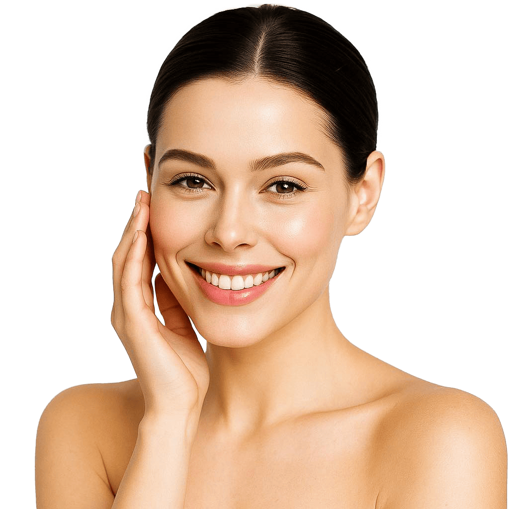 woman smiling and happy from her beauty treatment in York Wellness Clinic